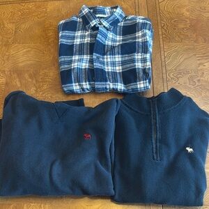 Abercrombie Blue Plaid Casual Button Down Shirt - Medium Lot of 3